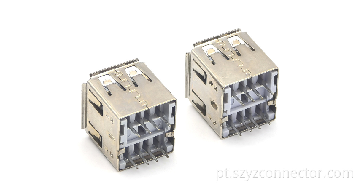 plugue fêmea duplo usb 2.0 reto usb 2.0 double female plug straight